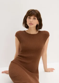 bonprix bonprix Vestido de punto de mezcla de viscosa suave Marrón pimiento Sale