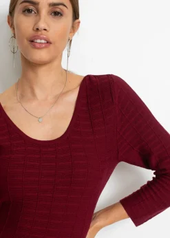 bonprix bonprix Vestido de punto de mezcla de viscosa suave rubí / negro Outlet