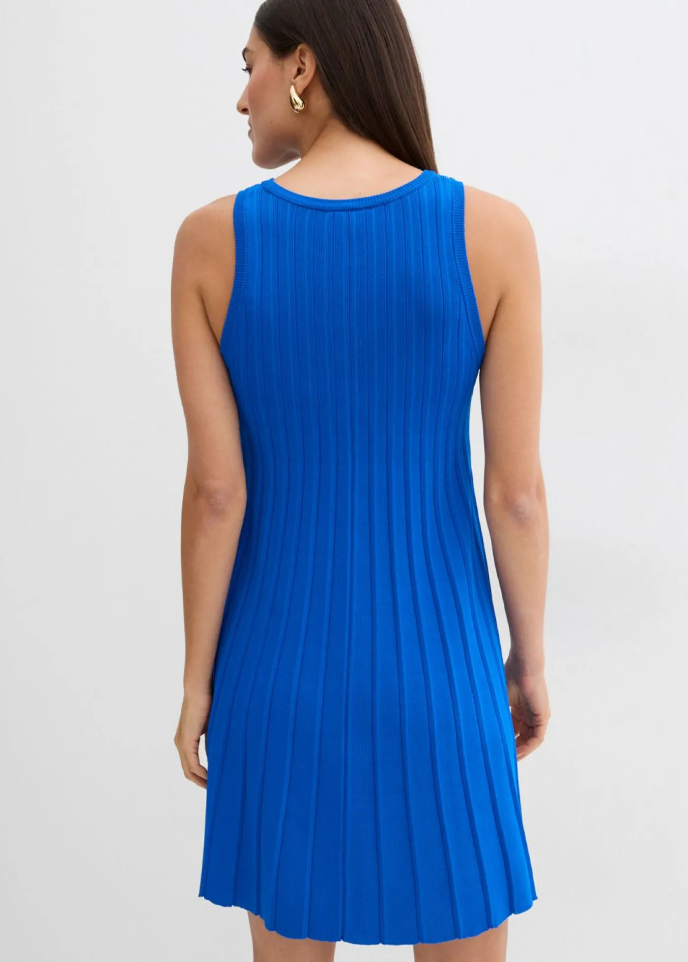 bonprix bonprix Vestido de punto de mezcla de viscosa con línea en A Azur Discount
