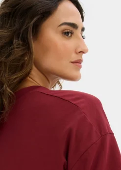 bonprix bonprix Vestido de punto de mezcla de algodón elástico Rojo rubí