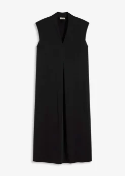 bonprix bonprix Vestido de punto de piqué de viscosa con hombreras Negro Best