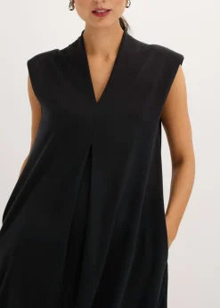 bonprix bonprix Vestido de punto de piqué de viscosa con hombreras Negro Best