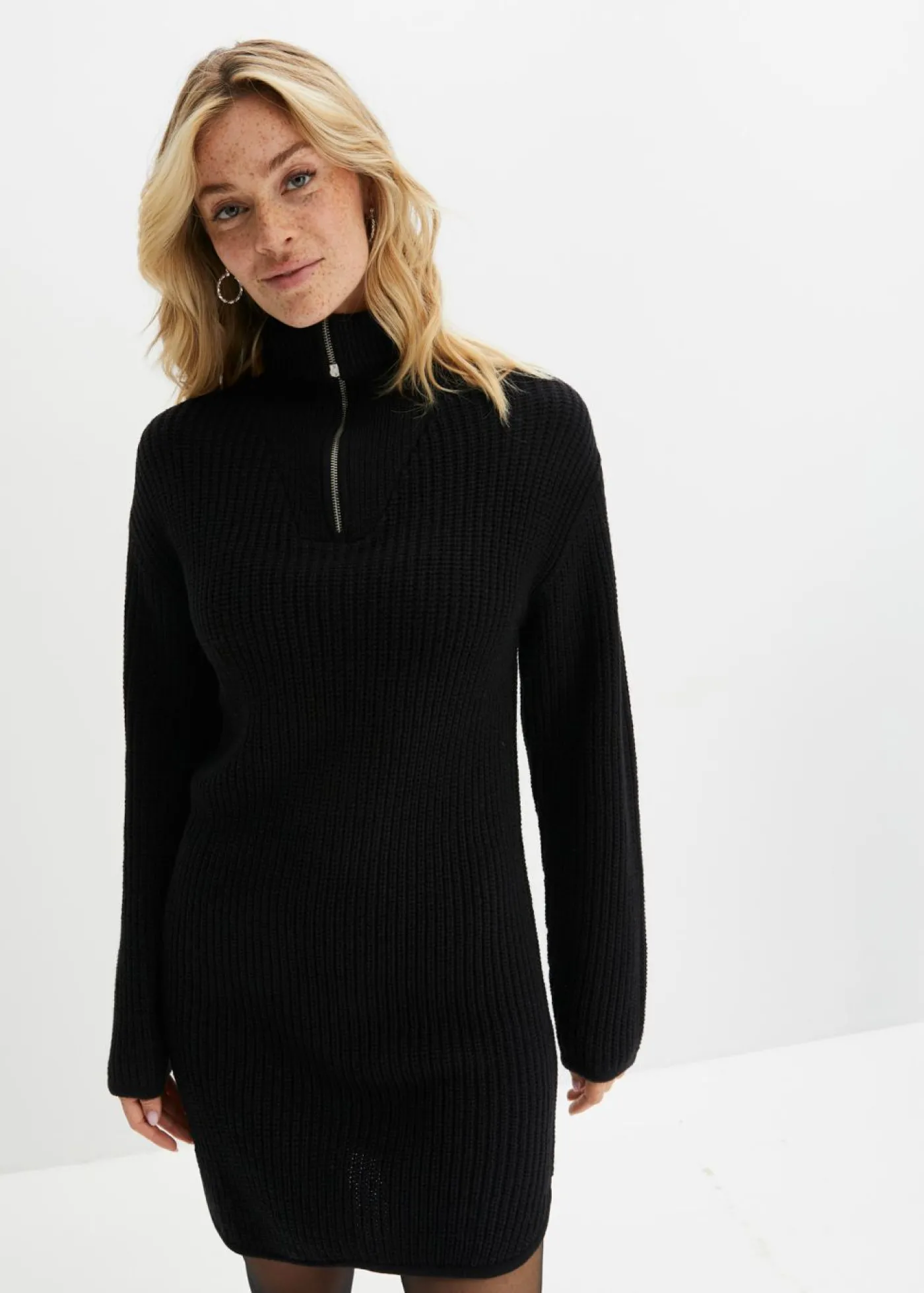 bonprix bonprix Vestido de punto de poliéster reciclado Negro Sale