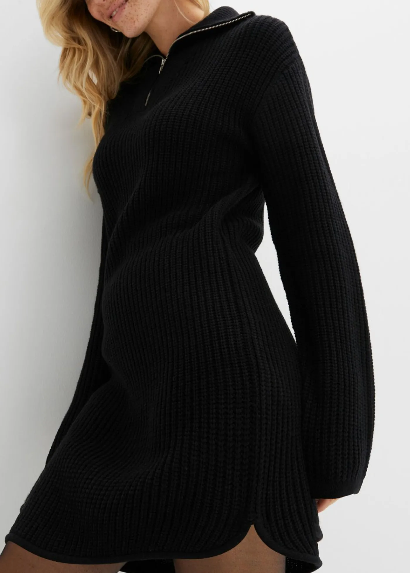bonprix bonprix Vestido de punto de poliéster reciclado Negro Sale