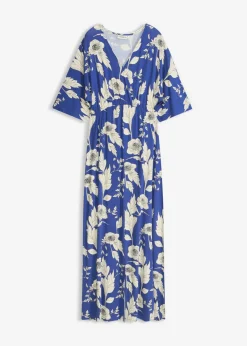 bonprix bonprix Vestido de punto de suave mezcla de viscosa Azul-blanco