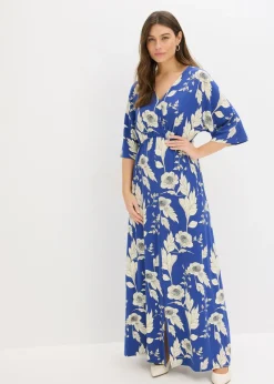bonprix bonprix Vestido de punto de suave mezcla de viscosa Azul-blanco