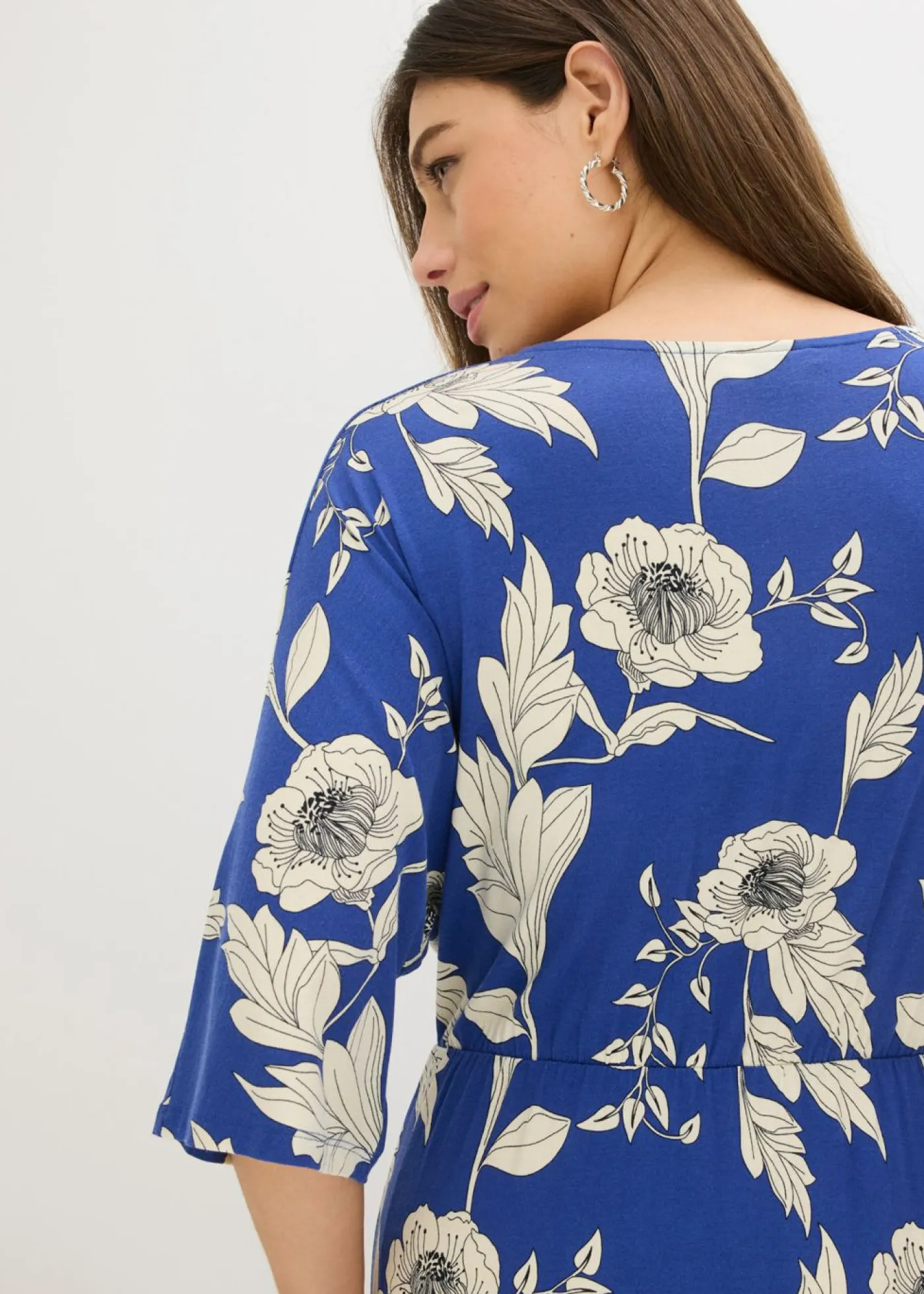 bonprix bonprix Vestido de punto de suave mezcla de viscosa Azul-blanco