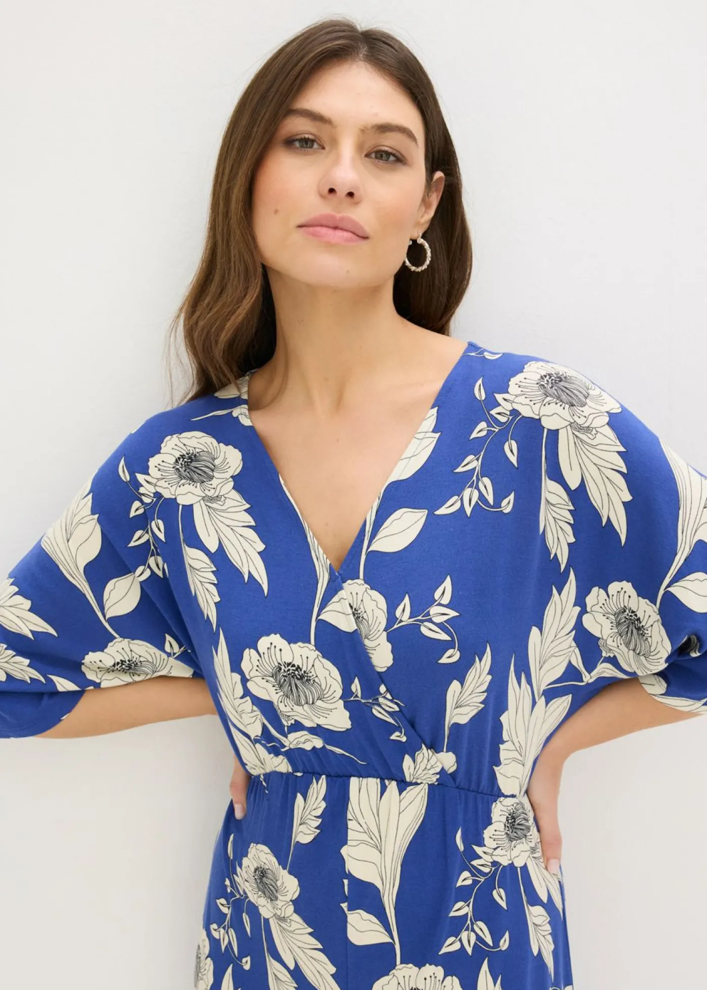 bonprix bonprix Vestido de punto de suave mezcla de viscosa Azul-blanco