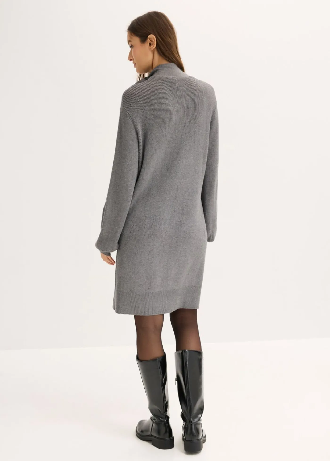 bonprix bonprix Vestido de punto de suave mezcla de viscosa con lazo Gris jaspeado Hot
