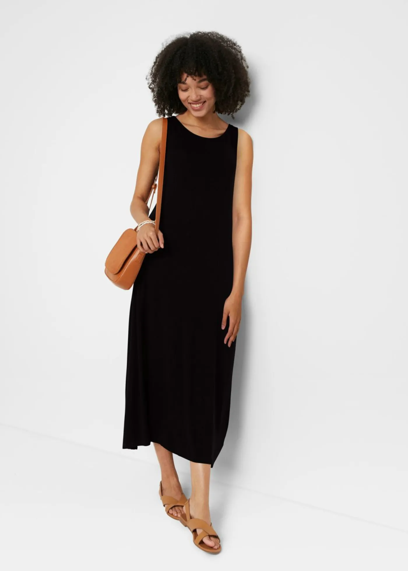 bonprix bonprix Vestido de punto de viscosa sostenible Negro Hot