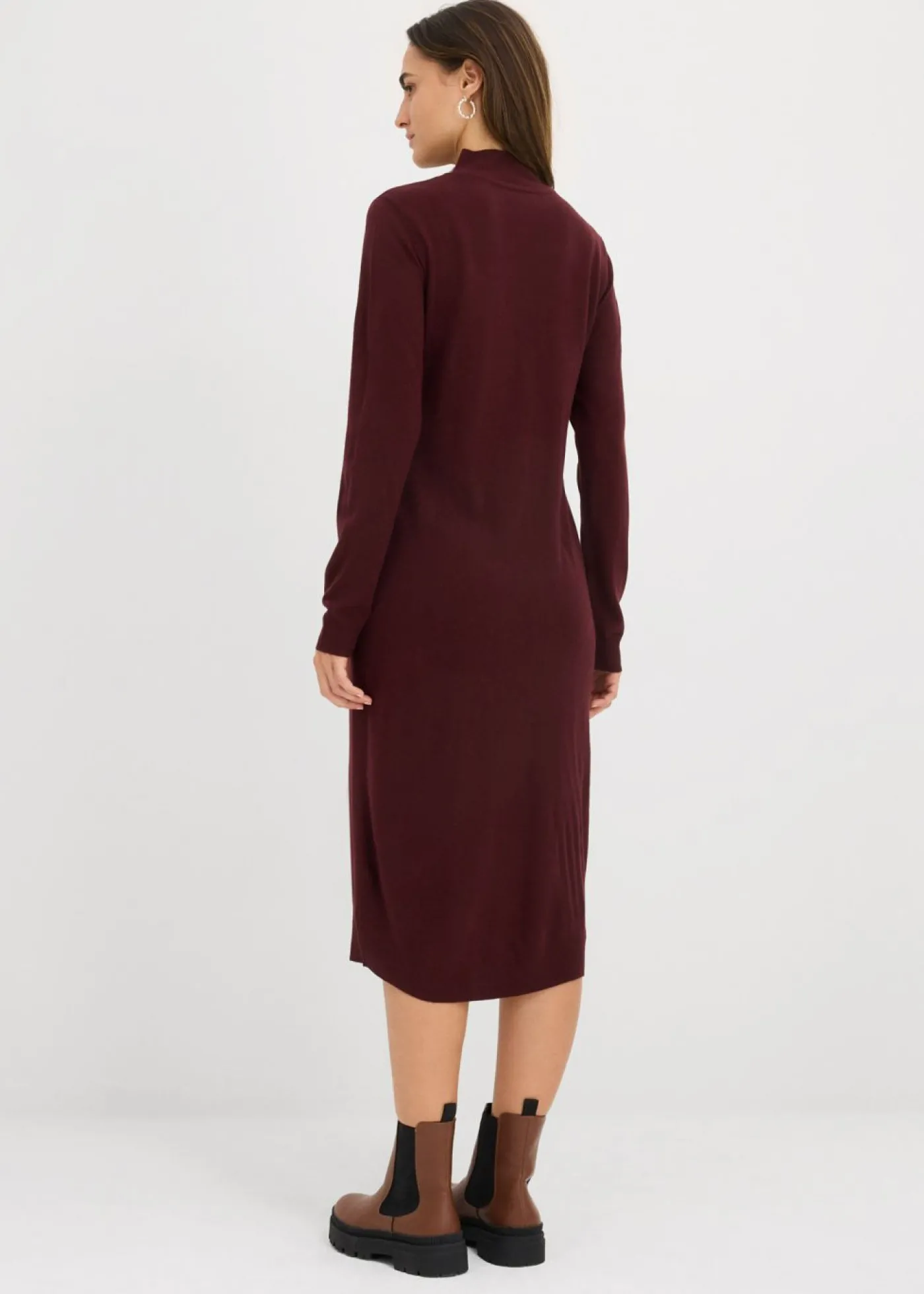 bonprix bonprix Vestido de punto fino con cuello alto Verde intenso Discount