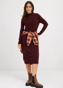 bonprix bonprix Vestido de punto fino con cuello alto Verde intenso Discount