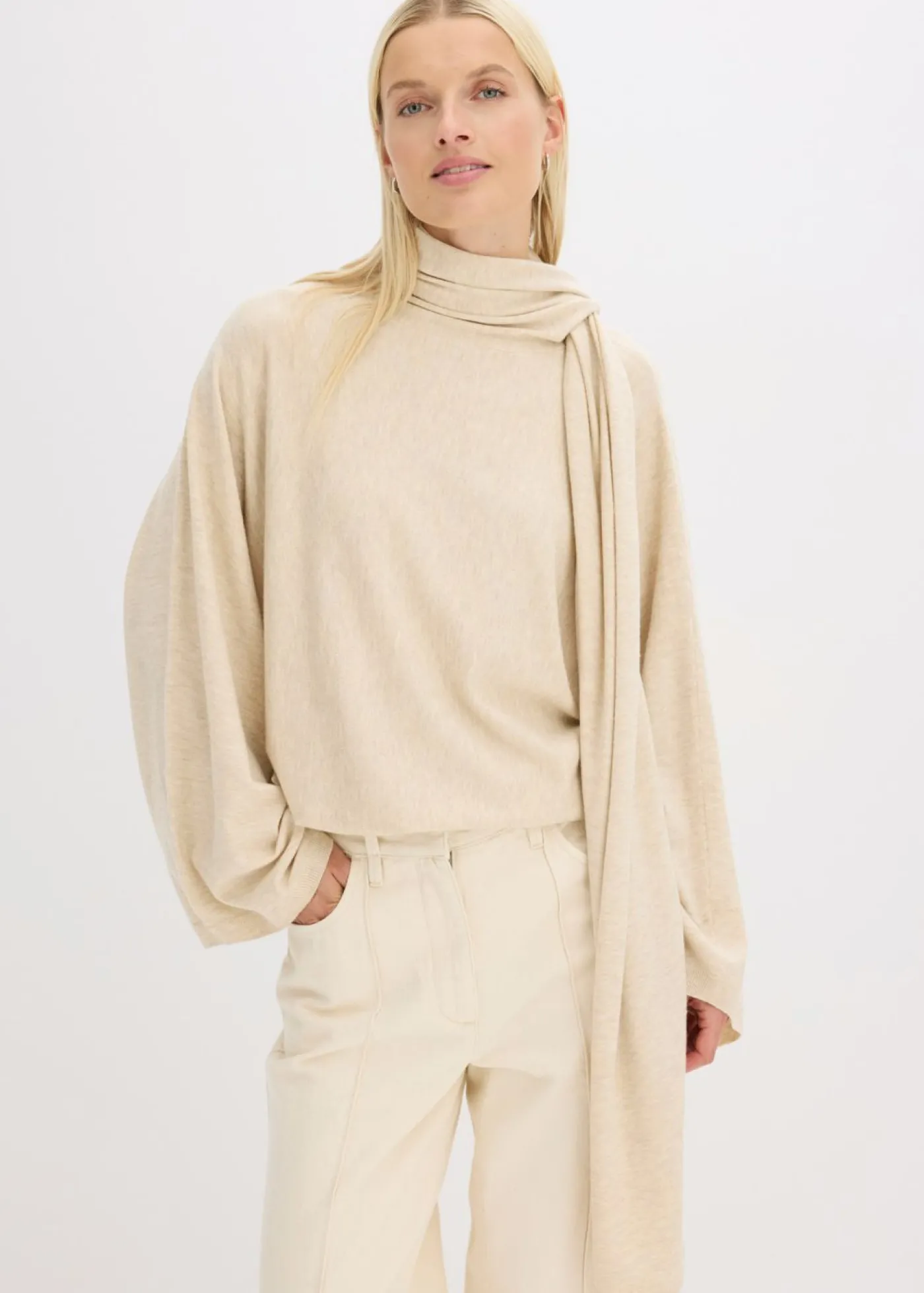 bonprix bonprix Vestido de punto fino de mezcla de viscosa suave gris guijarro moteado Sale