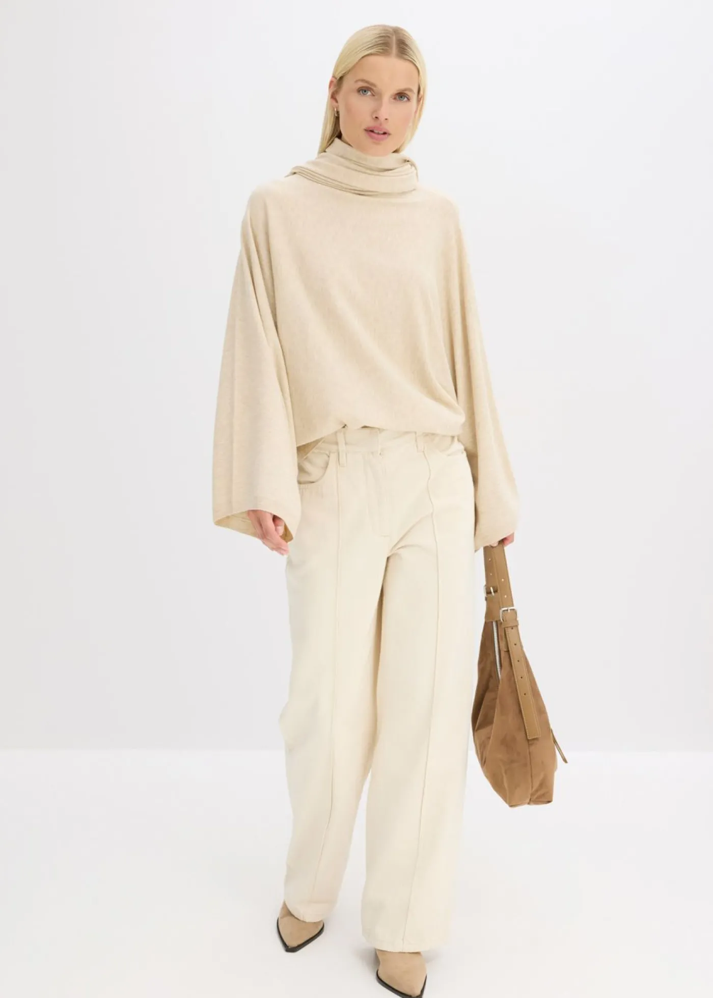 bonprix bonprix Vestido de punto fino de mezcla de viscosa suave gris guijarro moteado Sale