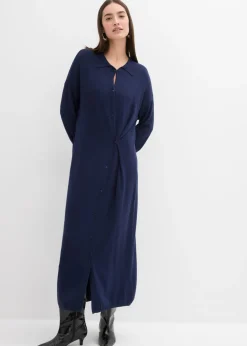 bonprix bonprix Vestido de punto fino de mezcla de viscosa Azul marino Hot