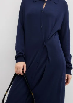 bonprix bonprix Vestido de punto fino de mezcla de viscosa Azul marino Hot