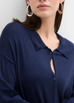 bonprix bonprix Vestido de punto fino de mezcla de viscosa Azul marino Hot