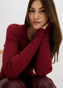 bonprix bonprix Vestido de punto fino de mezcla de viscosa suave Rojo Sale