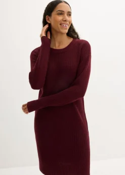 bonprix bonprix Vestido de punto holgado de canalé mora oscuro Outlet