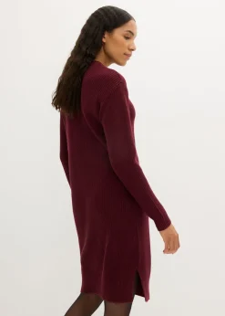 bonprix bonprix Vestido de punto holgado de canalé mora oscuro Outlet
