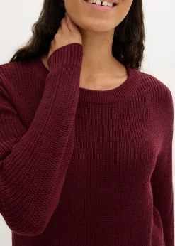 bonprix bonprix Vestido de punto holgado de canalé mora oscuro Outlet