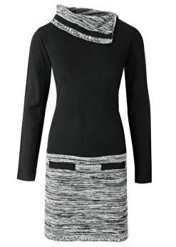 bonprix BODYFLIRT boutique Vestido de punto jaspeado negro-gris moteado New