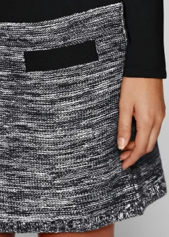 bonprix BODYFLIRT boutique Vestido de punto jaspeado negro-gris moteado New