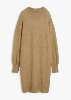 bonprix bonprix Vestido de punto jaspeado Caqui claro Online