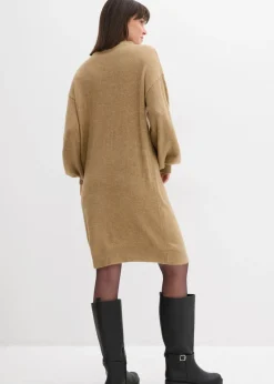bonprix bonprix Vestido de punto jaspeado Caqui claro Online