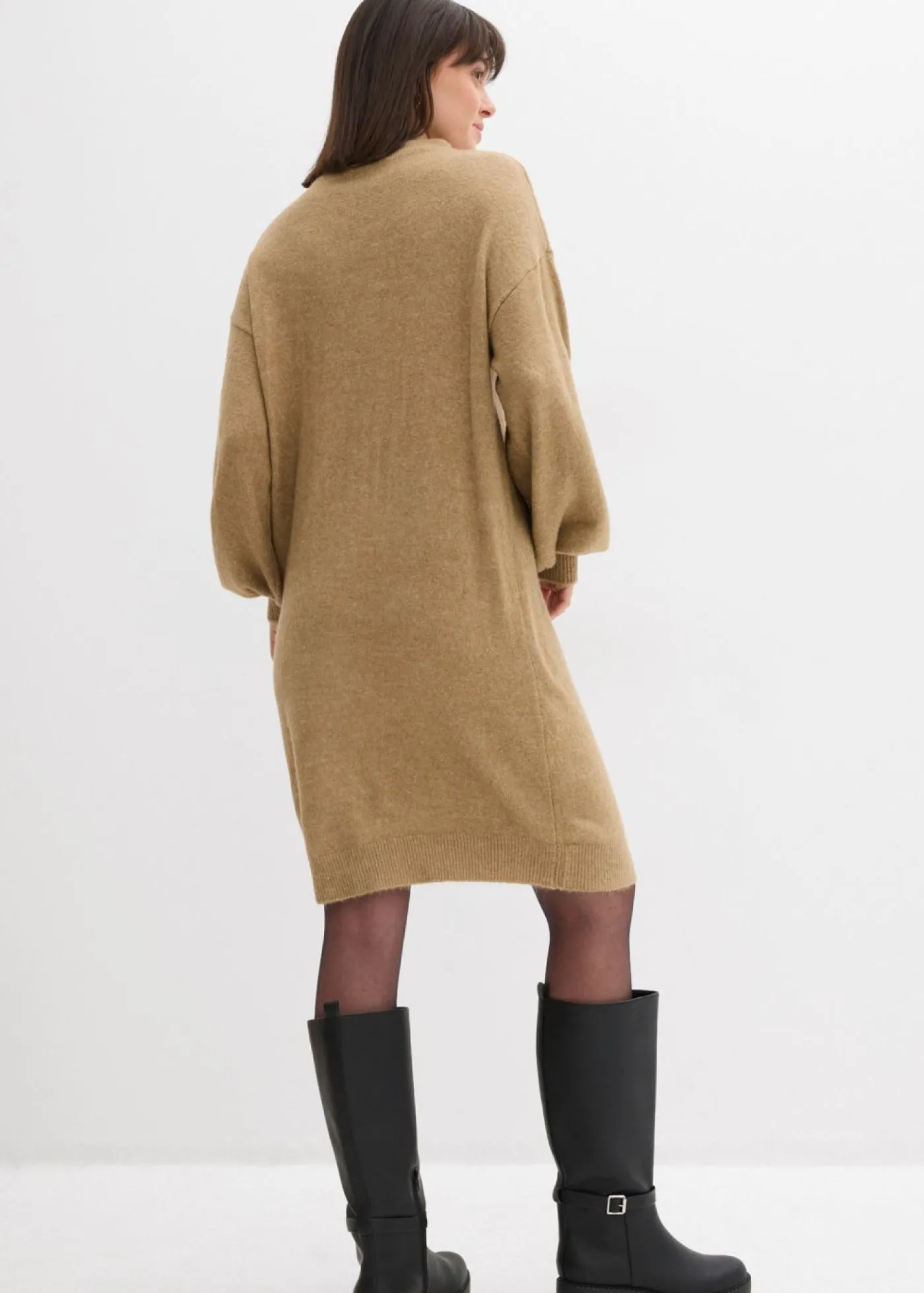 bonprix bonprix Vestido de punto jaspeado Caqui claro Online