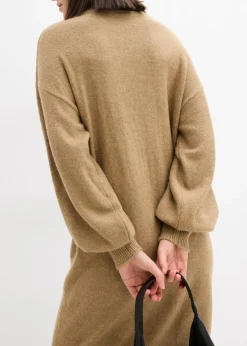 bonprix bonprix Vestido de punto jaspeado Caqui claro Online