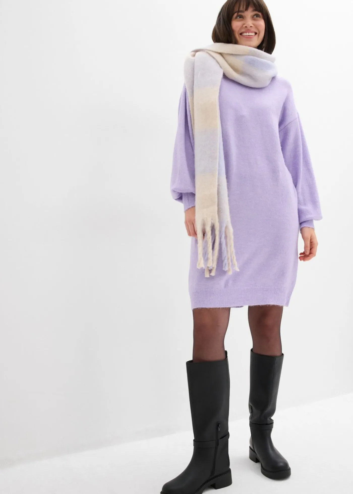 bonprix bonprix Vestido de punto jaspeado lila pastel