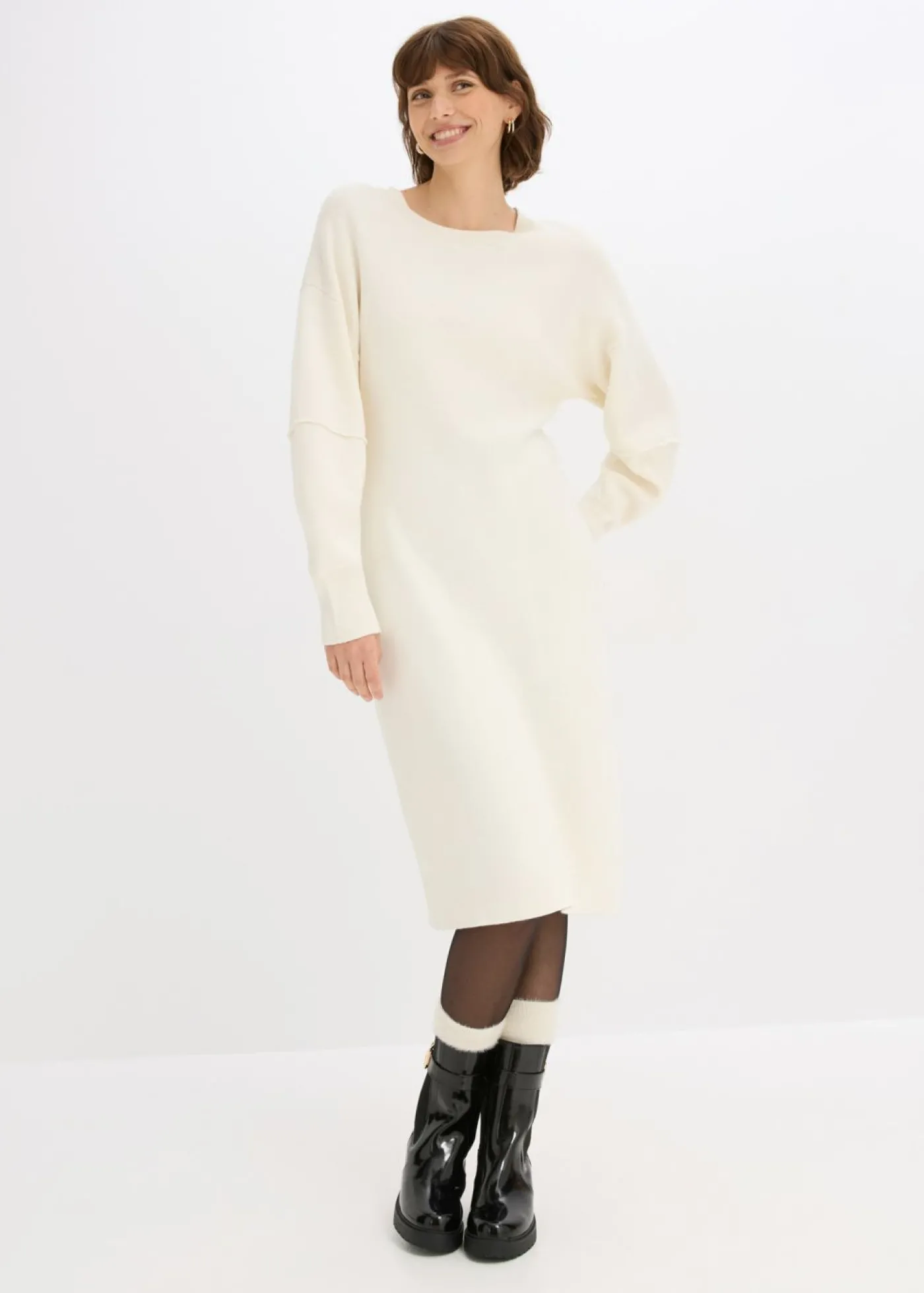 bonprix bonprix Vestido de punto Milano blanco perla New