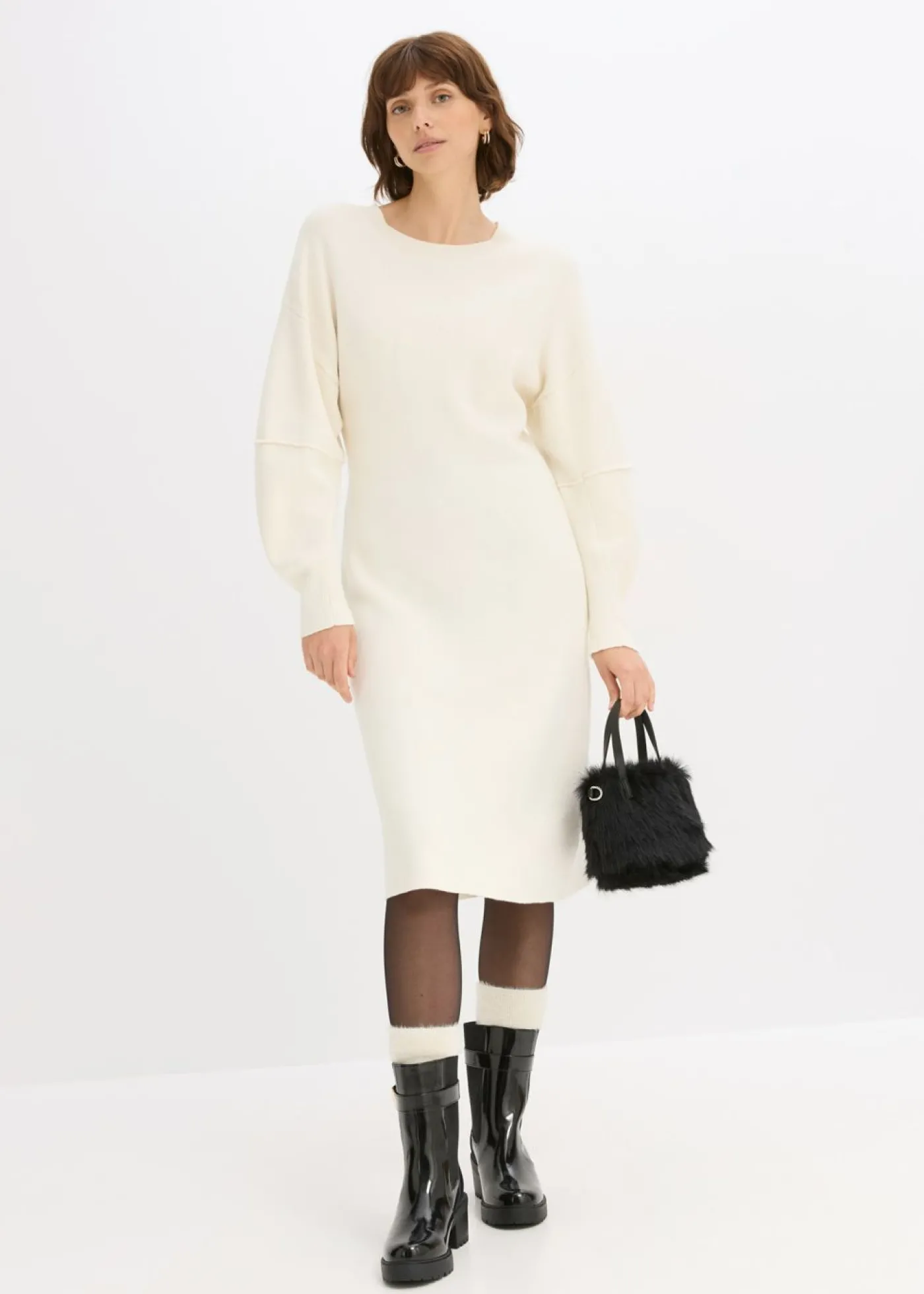bonprix bonprix Vestido de punto Milano blanco perla New