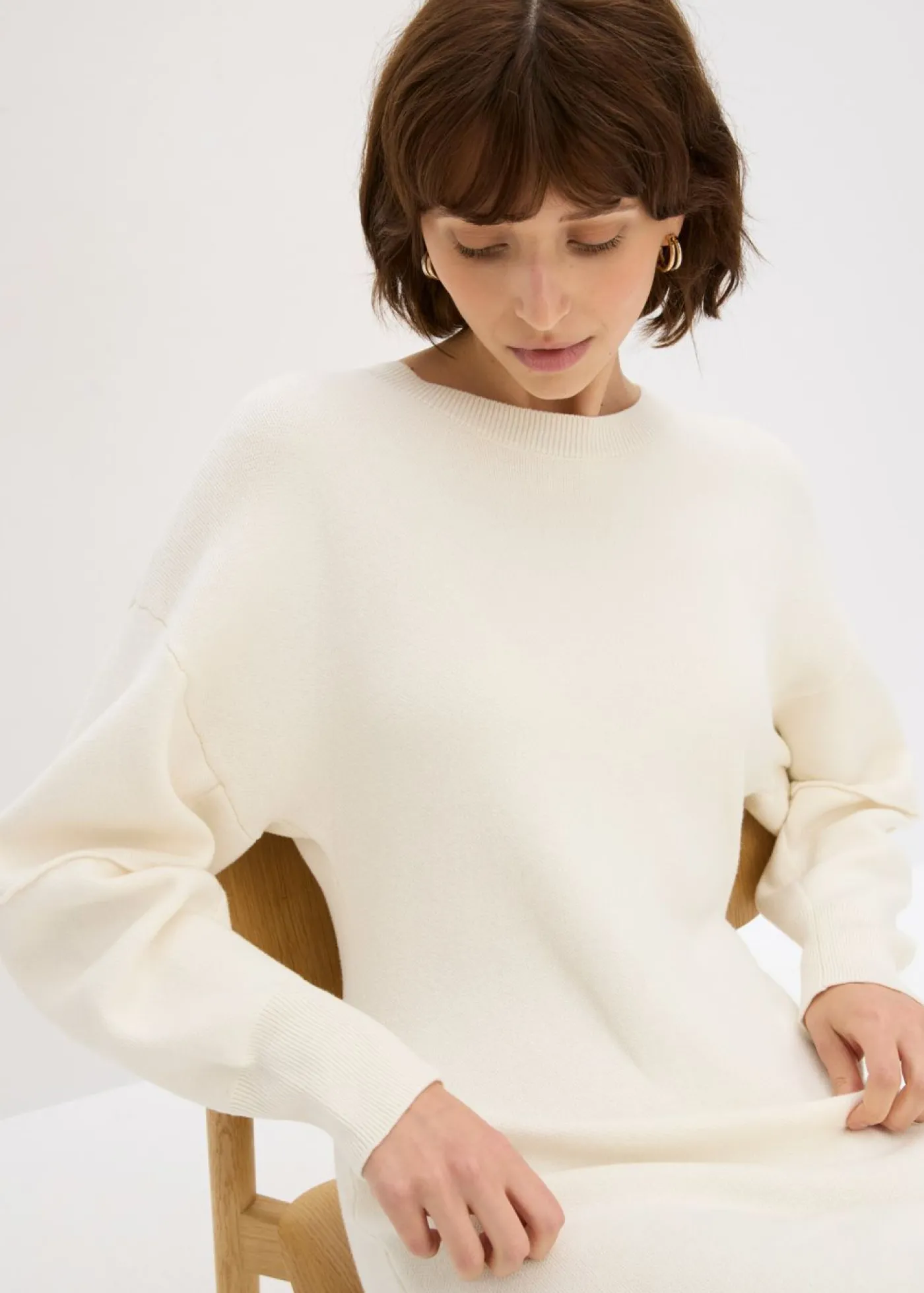 bonprix bonprix Vestido de punto Milano blanco perla New