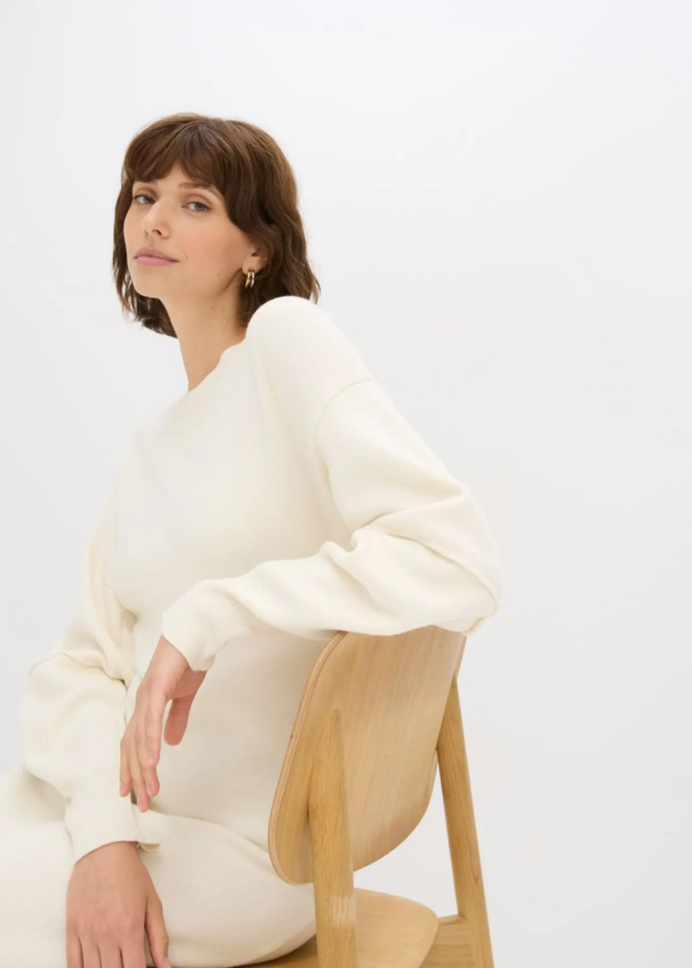 bonprix bonprix Vestido de punto Milano blanco perla New