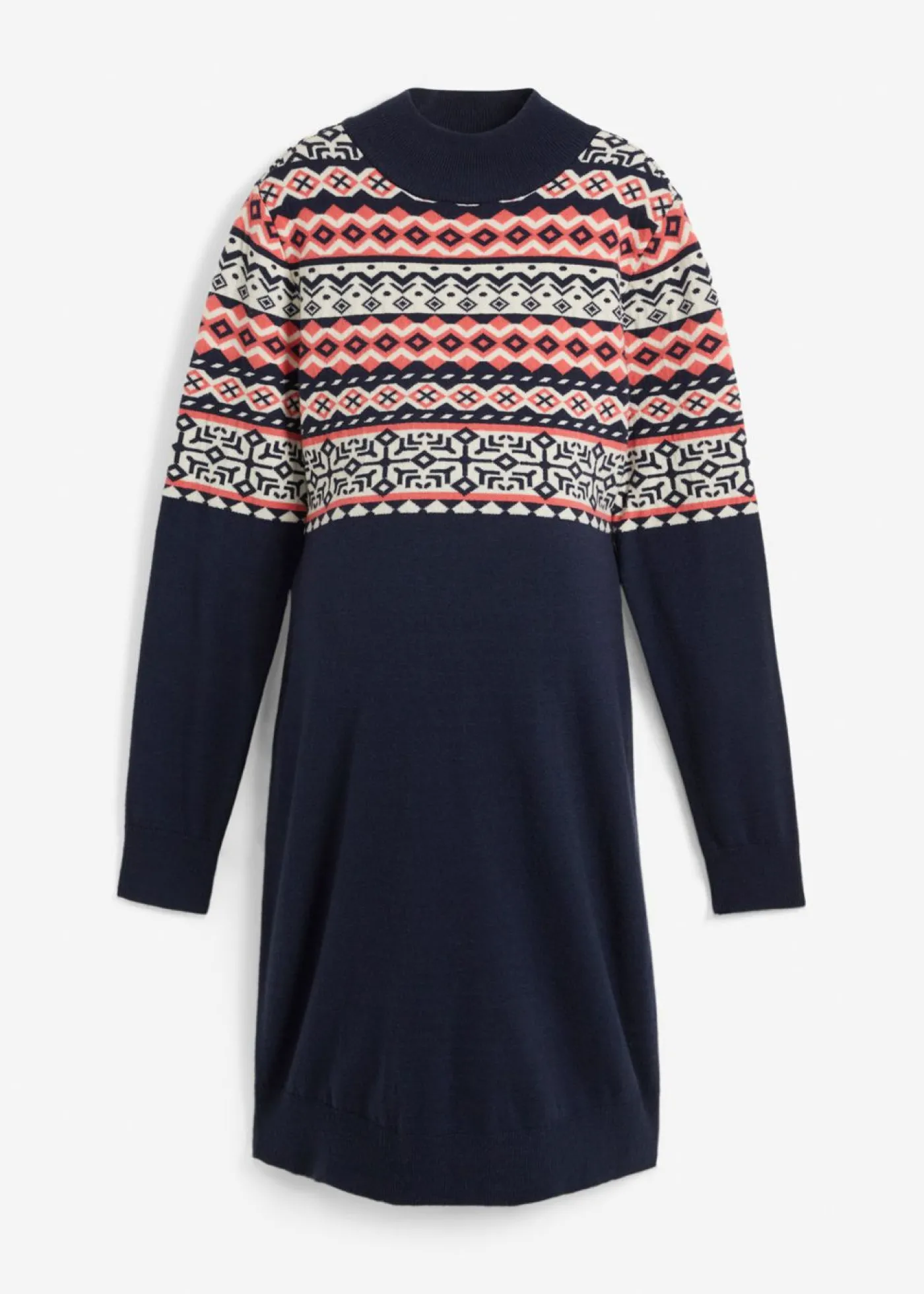 bonprix bonprix Vestido de punto premamá Azul marino con patrón nórdico Outlet