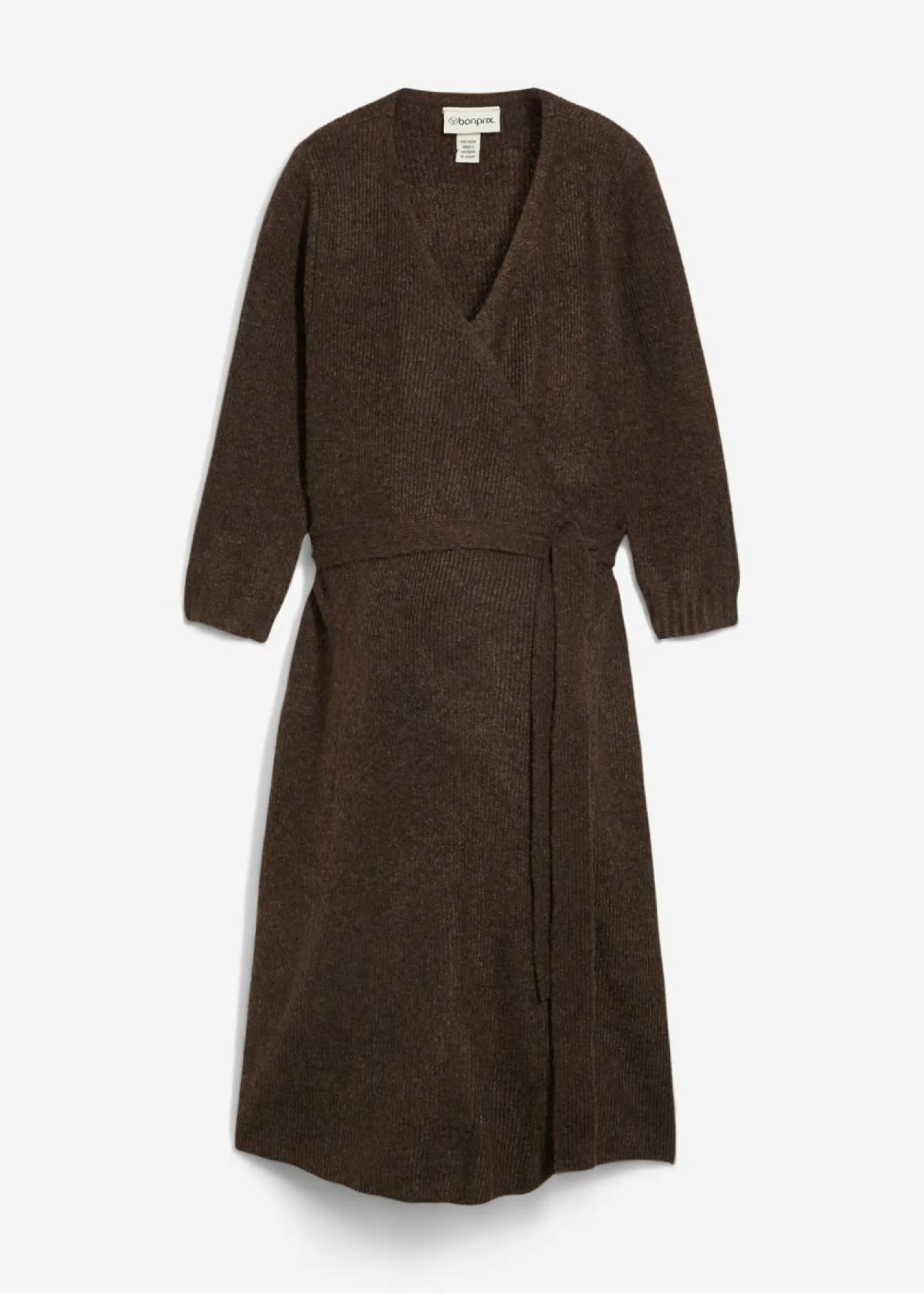 bonprix bonprix Vestido de punto suave para el embarazo y la lactancia con mangas 3/4 Marrón jaspeado Clearance