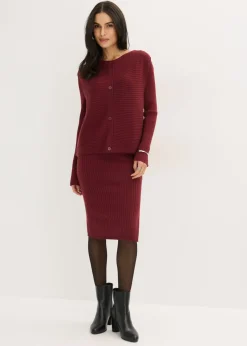 bonprix bonprix Vestido de punto y chaleco (2 piezas) Rojo rubí Hot