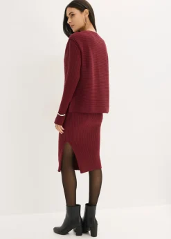 bonprix bonprix Vestido de punto y chaleco (2 piezas) Rojo rubí Hot