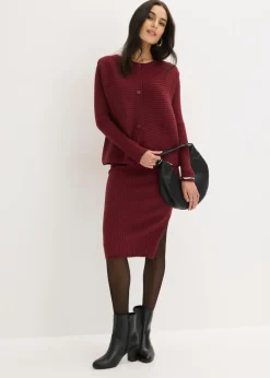 bonprix bonprix Vestido de punto y chaleco (2 piezas) Rojo rubí Hot