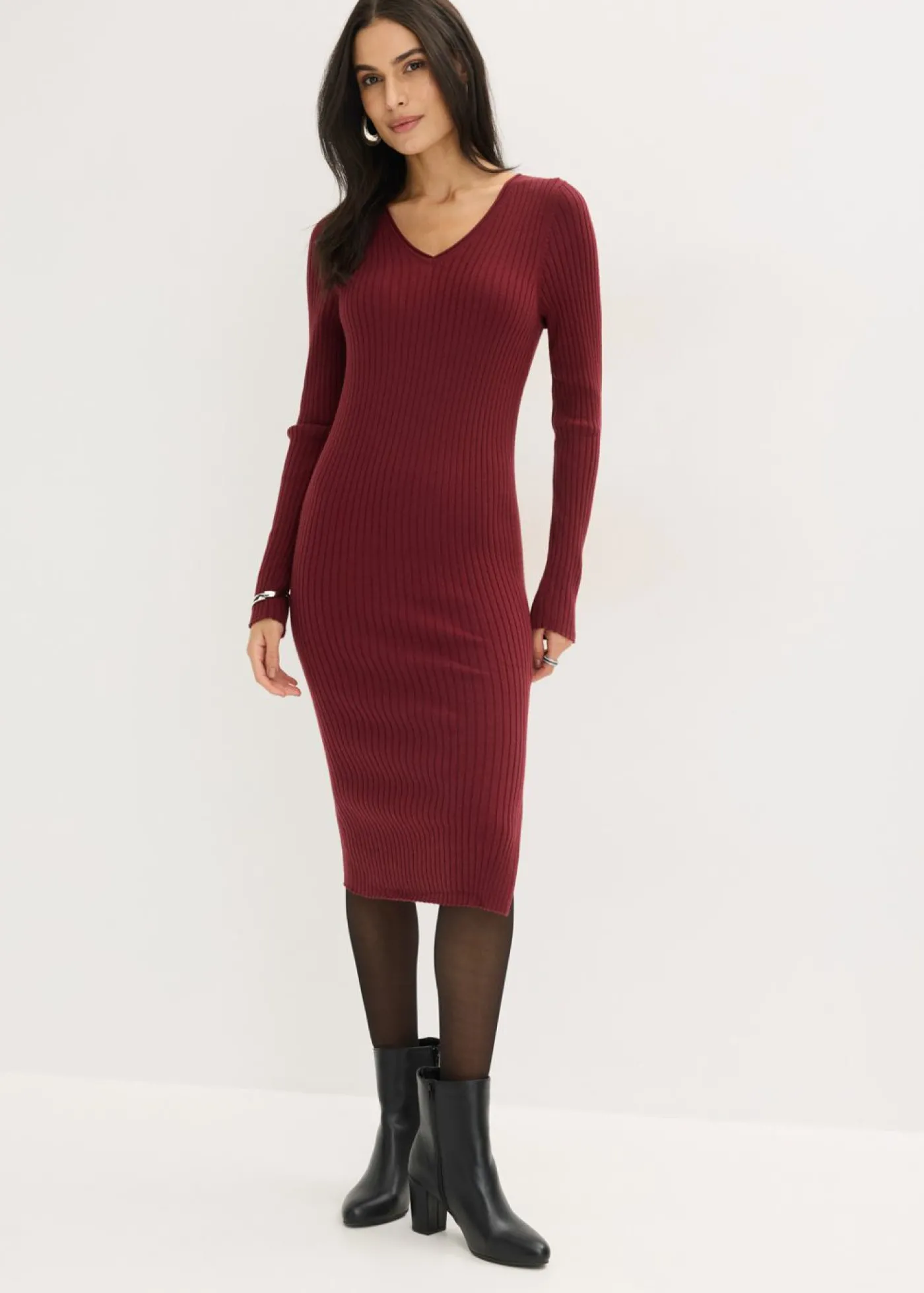 bonprix bonprix Vestido de punto y chaleco (2 piezas) Rojo rubí Hot