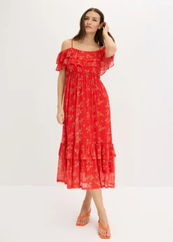 bonprix bonprix Vestido de punto y malla fresa Discount