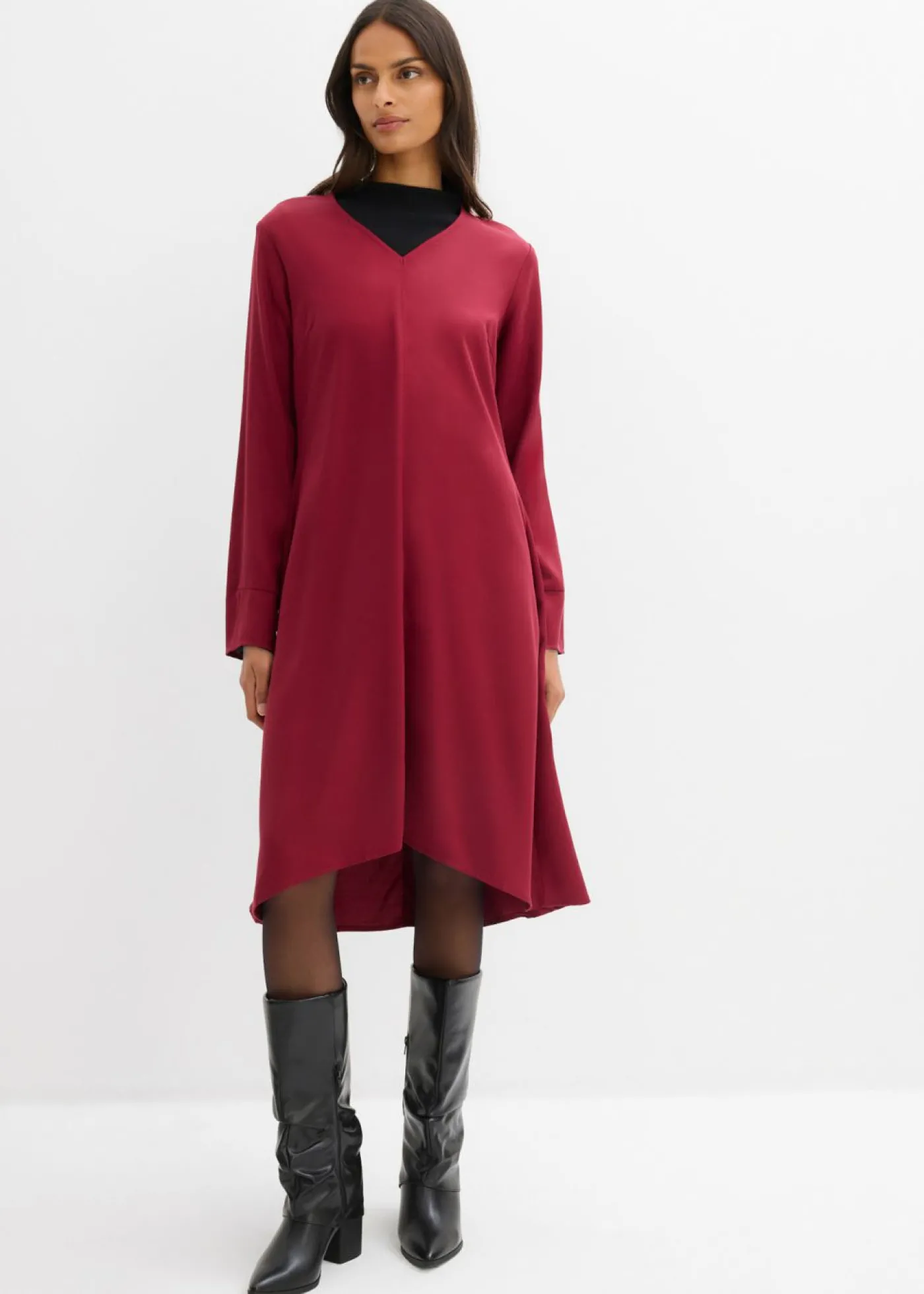 bonprix bonprix Vestido de sarga de lyocell fluido Rojo Sale