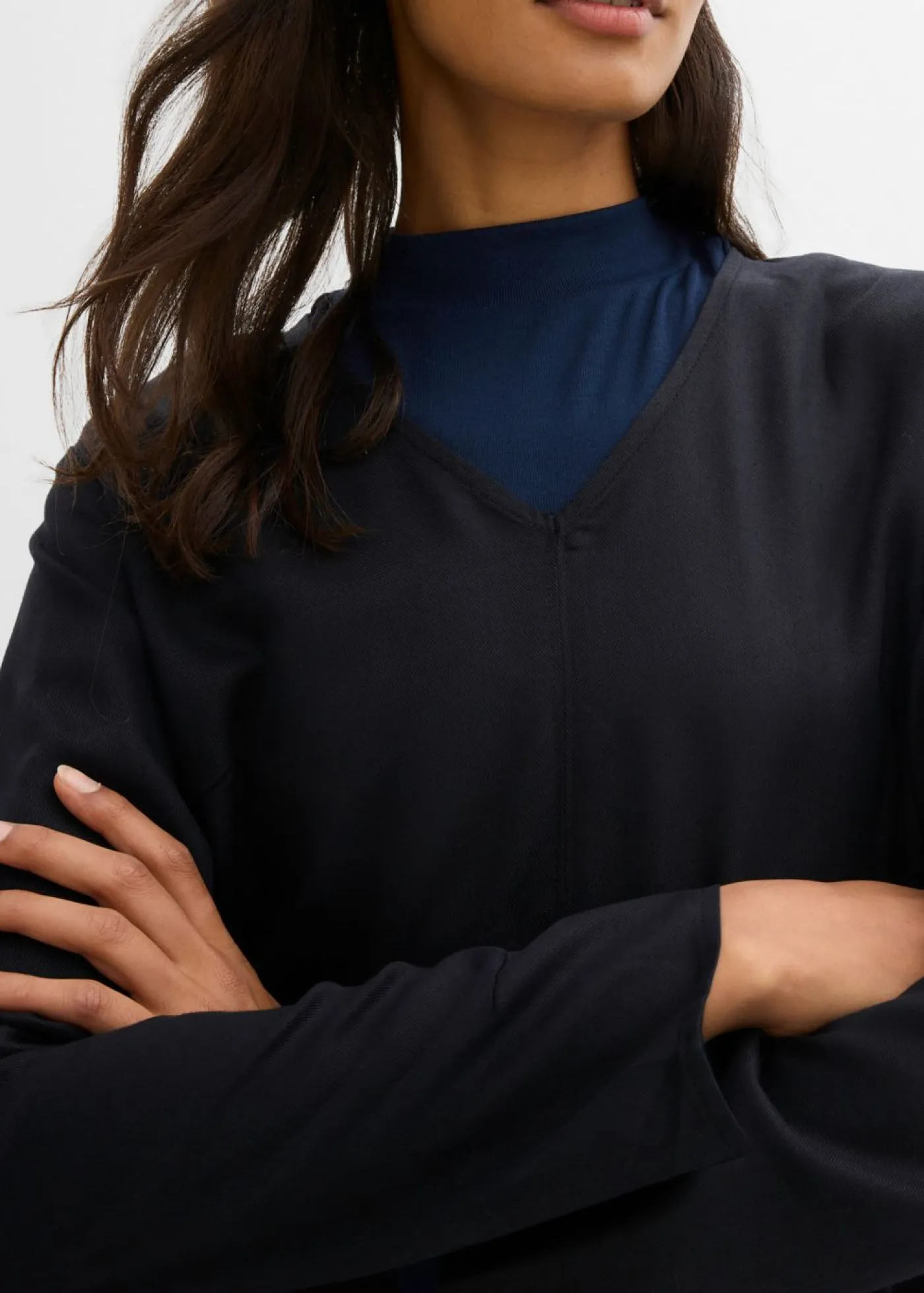 bonprix bonprix Vestido de sarga de lyocell fluido Negro Discount