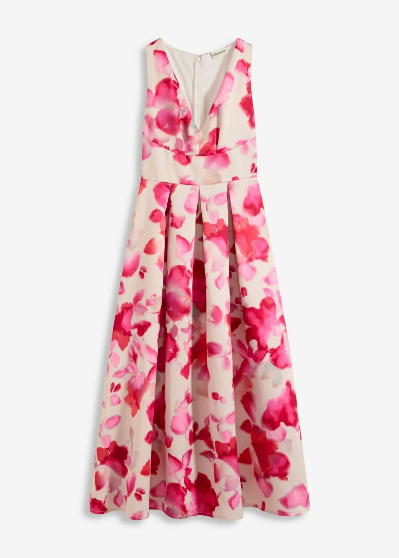 bonprix bonprix Vestido de satén brillante con tirantes Blanco-rojo Discount