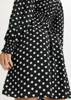 bonprix bonprix Vestido de satén fluido con lazo en el cuello negro-blanco lana topos Best