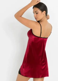 bonprix VENUS Vestido de terciopelo Rojo-negro Best