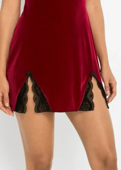 bonprix VENUS Vestido de terciopelo Rojo-negro Best