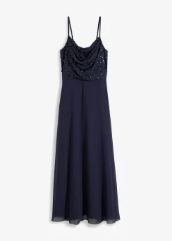bonprix bonprix Vestido de tirantes con lentejuelas bordadas Azul marino Best